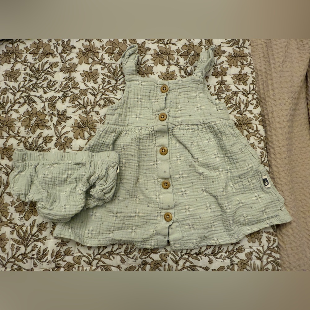 Rabbit + Bear Charming Kids Casual Dress Set in Light Green Spring Summer Outfit